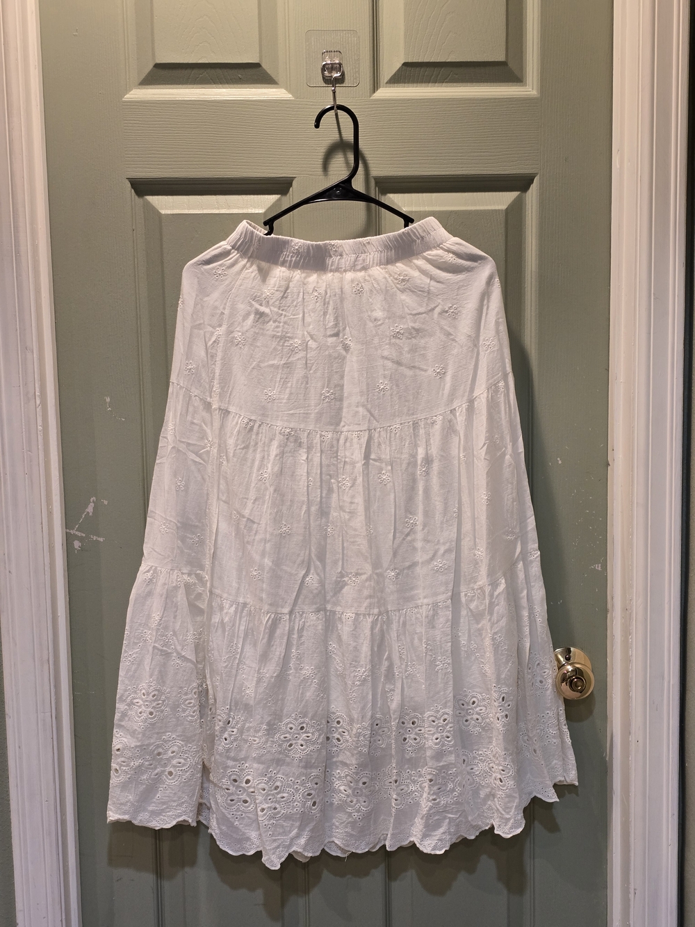 White Eyelet Tiered Maxi Skirt - Women